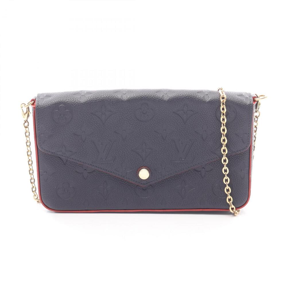 Louis Vuitton Pochette Felicie Leather Monogram Empreinte Shoulder Bag Navy Blue